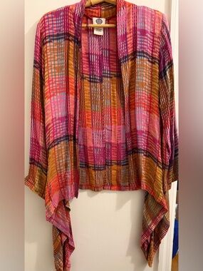 Multicolor Plaid Open-Front Women’s Top - Multi Color